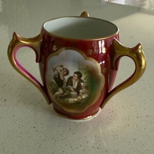 Antique Royal Vienna Style Hand Painted 2 handled cup